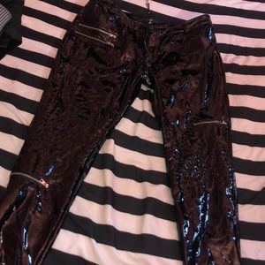 High shine biker pants